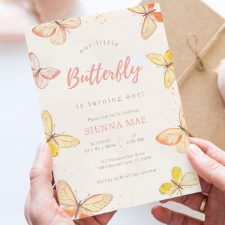 Invitation Our Little Butterfly Buttercream 1st Birthday