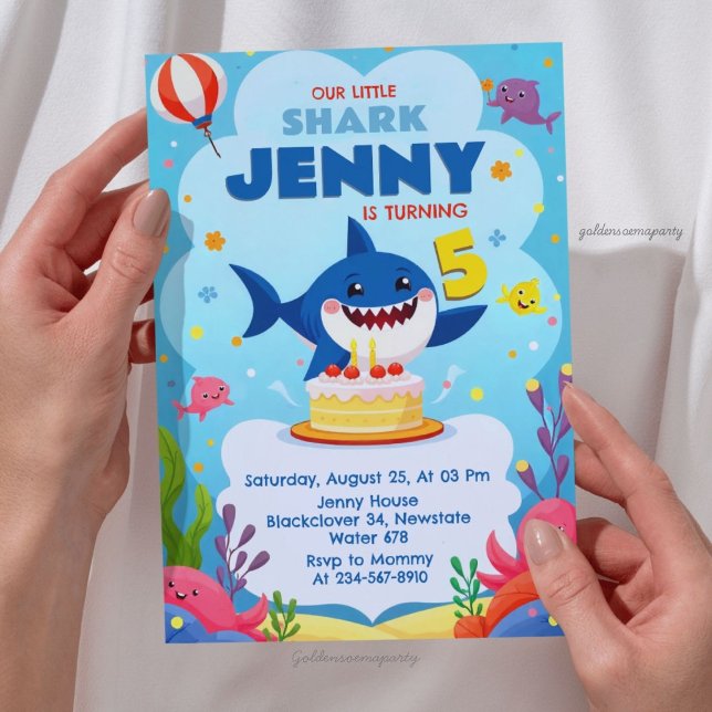 Invitation Our Little Shark Birthday Party (Our Little Shark Birthday Party Invitation
)