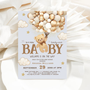 Invitation Ours à peine attend ours en peluche bleu Baby Show
