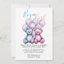 Ours Aquarelle Genre Reveal Party Garçon ou Fille