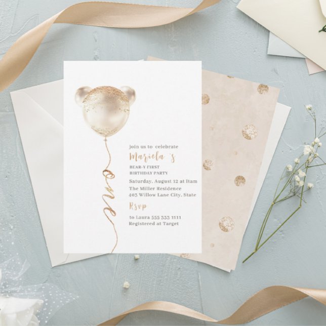 Invitation Ours Aquarelle Moderne Un Anniversaire (Créateur téléchargé)