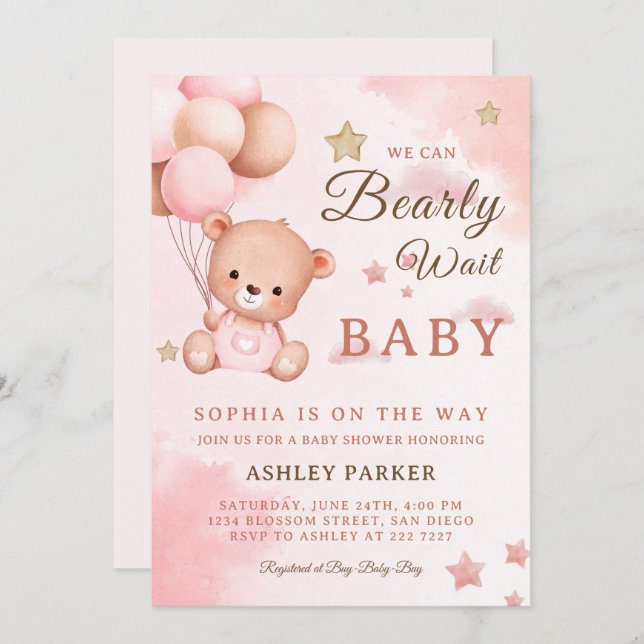 Invitation Ours avec ballons (Devant / Derrière)