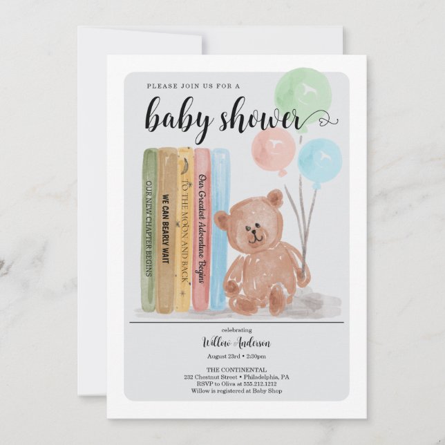 Invitation Ours avec livres Bearly Wait Genre Reveillez (Devant)