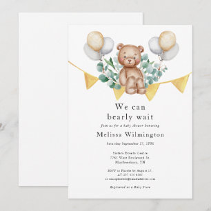 Invitation Ours Baby shower Eucalyptus Bois Animaux
