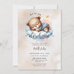 Invitation Ours Bébé mignon Baby shower Garçon aquarelle