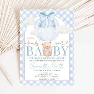 Invitation Ours Bleu à peine attendre Baby Shower