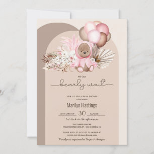 Invitation Ours Boho, On Peut Attendre Le Baby shower Rose