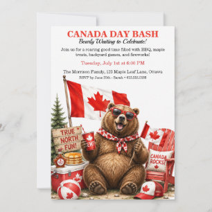 Invitation Ours canadien drôle Fête du Canada BBQ Cour arrièr
