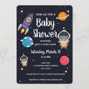 Invitation Ours dans le Baby shower spatial Galaxie