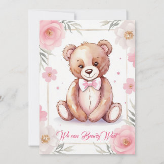 Invitation Ours d'aquarelle délicat avec un arc en rose