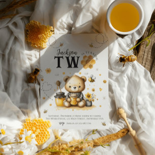 Invitation Ours de 2e anniversaire de Honey Bee Fête d'annive