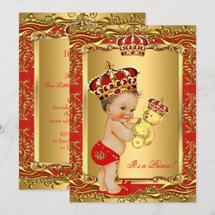 Invitation Ours de Baby shower royal rouge