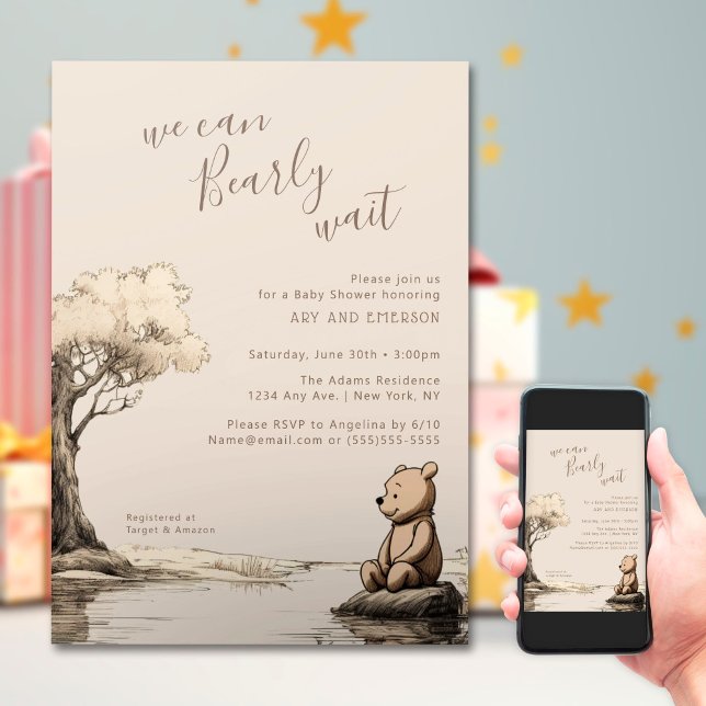 Invitation Ours de bébé | Nous pouvons attendre le Baby showe (Créateur téléchargé)