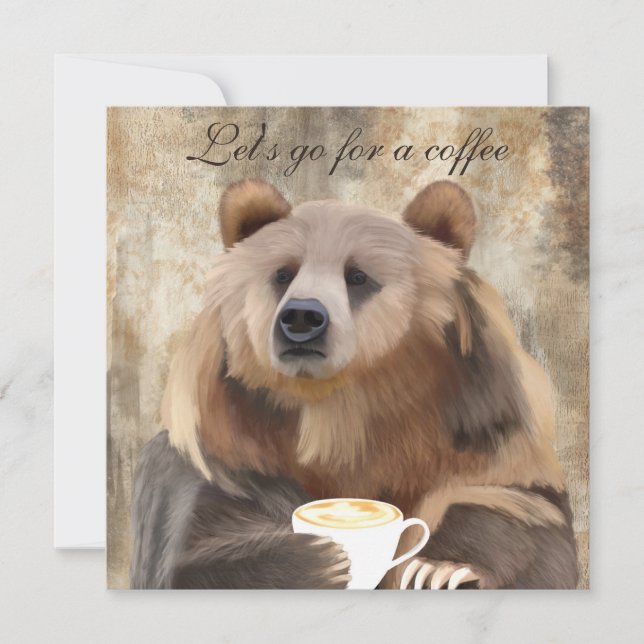 Invitation Ours de boisson au café lunaire | Attrapons-nous ! (Devant)