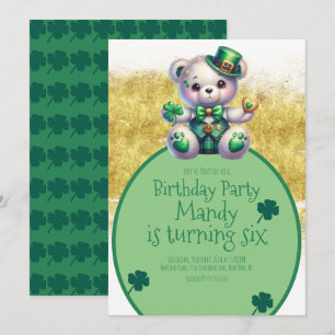 Invitation Ours de la Saint-Patrick Anniversaire Gold Green
