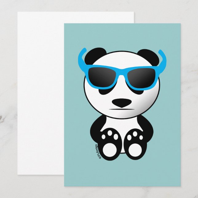 Invitation Ours de panda mignon cool avec lunettes de soleil  (Devant / Derrière)