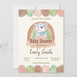 Invitation Ours de saumons dans le Baby shower du nuage