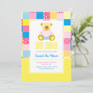 Invitation Ours d'or en écaille, Baby shower