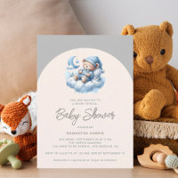 Ours dormant sur nuage bleu & gris baby shower gar