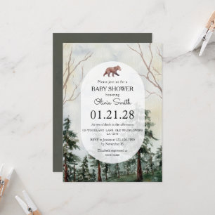 Invitation Ours élégant de la forêt de pins  Shower bébé aqua