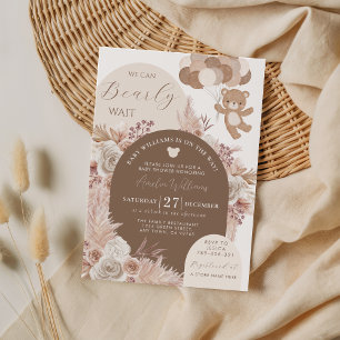 Invitation Ours en Attente Ours en Peluche Neutre Baby Shower