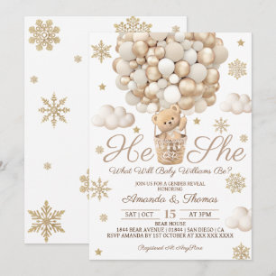 Invitation Ours en ballon pour révélation du sexe en hiver