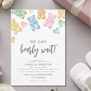 Invitation Ours en gomme à l'aquarelle Baby Shower