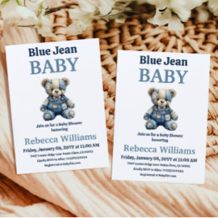 Invitation Ours en patchwork de denim garçon bleu Jean Baby S