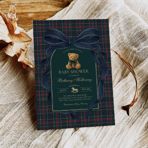 Invitation Ours en peluche à nœud papillon vintage Shower béb