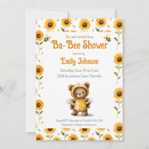 Invitation Ours en peluche abeille miel Ba-Bee Shower