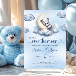 Invitation Ours en peluche aquarelle sur le Baby shower de la