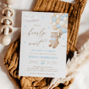 Invitation Ours en peluche avec Baby shower Ballons Bleus