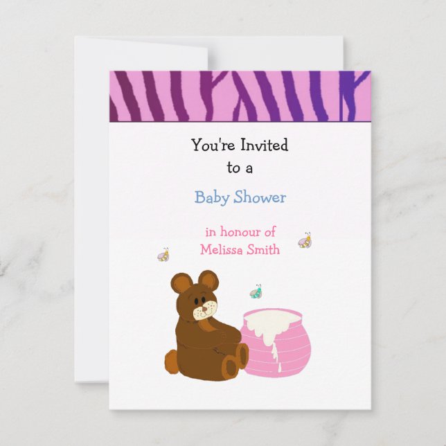 Invitation Ours en peluche avec pot de miel Baby shower Invit (Devant)