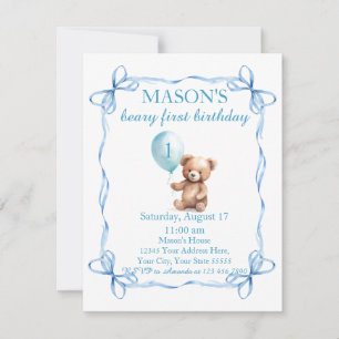 Invitation Ours en peluche Béaire en ballons colorés Premier