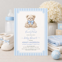 Ours en peluche "Bearly Wait" et rayures bleues po