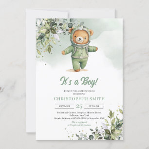 Invitation Ours en peluche Boho astronaute neutre genre