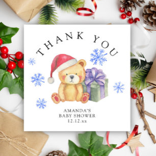 Invitation Ours en peluche d'hiver avec cadeau de Noël - merc