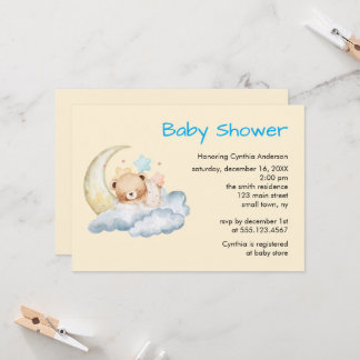 Invitation Ours en peluche doux rêve Garçon Baby Shower