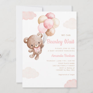 Invitation Ours en peluche fille On peut à peine attendre la