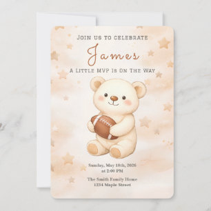 Invitation Ours en peluche Footballeur Baby Shower Petit MVP