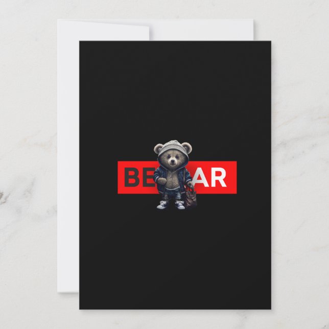 Invitation ours en peluche mignon dans une veste et jeans ave (Devant)