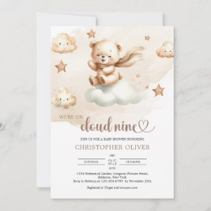Invitation Ours en peluche mignon ivoire brun nuage beige neu