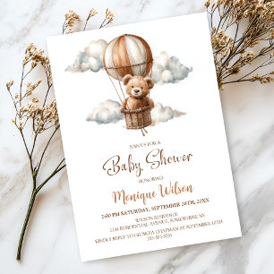 Invitation Ours en peluche montgolfière Baby Shower