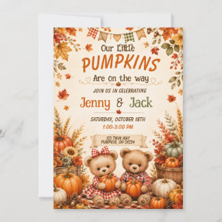 Invitation Ours en peluche pour la fête de naissance de jumea