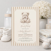 Ours en peluche & Rayures marron Baby Shower À pei