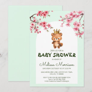 Invitation Ours en peluche Roi Sakura Baby Boy Douche