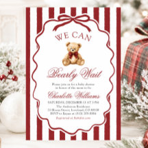 Ours en peluche rouge We Can Bearly Wait Baby Show