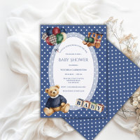 Ours en peluche vintage à pois bleus et blancs