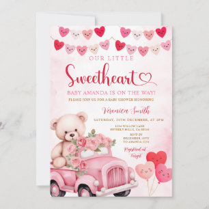 Invitation Ours en sucre de la Saint-Valentin camion rose Bab