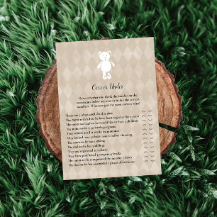 Invitation Ours En Teddy Blanche Sous Baby shower Jeu